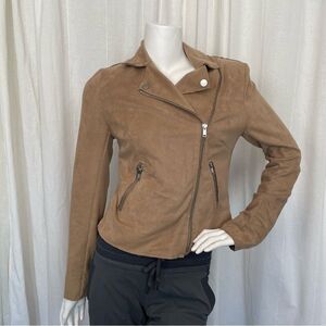 EVEREVE- Faux Suede Stretchy Maren Moto Jacket Tan Women’s Size XS